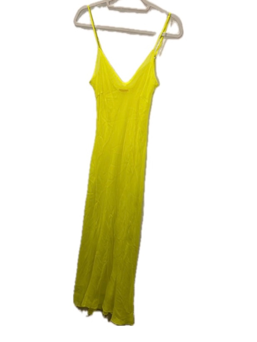 organic John Patrick NEW sheer Neon yellow on the bias slip dress S